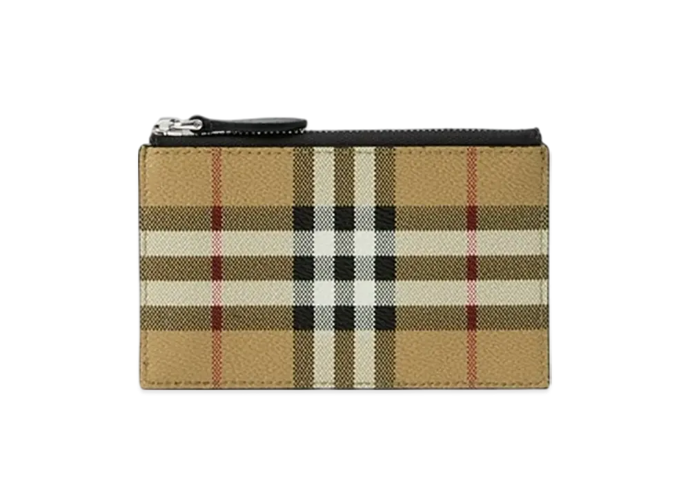 Burberry Check Zip Card Case "Archive Beige"