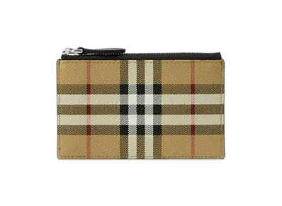 Burberry Check Zip Card Case "Archive Beige"