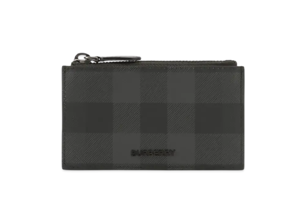 Burberry Check Zip Card Case "Charcoal"