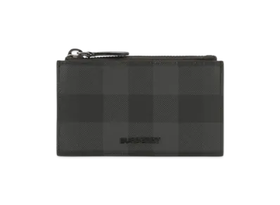 Burberry Check Zip Card Case "Charcoal"
