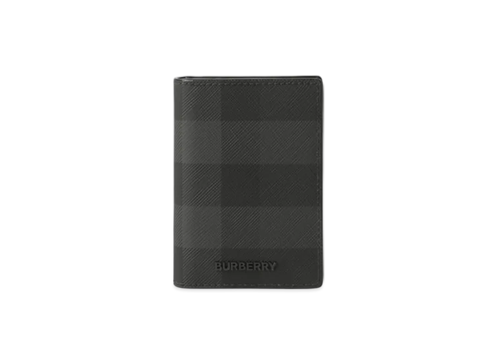 Burberry Check Folding Card Case "Charcoal"