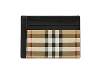 Burberry Check Money Clip Card Case "Archive Beige"