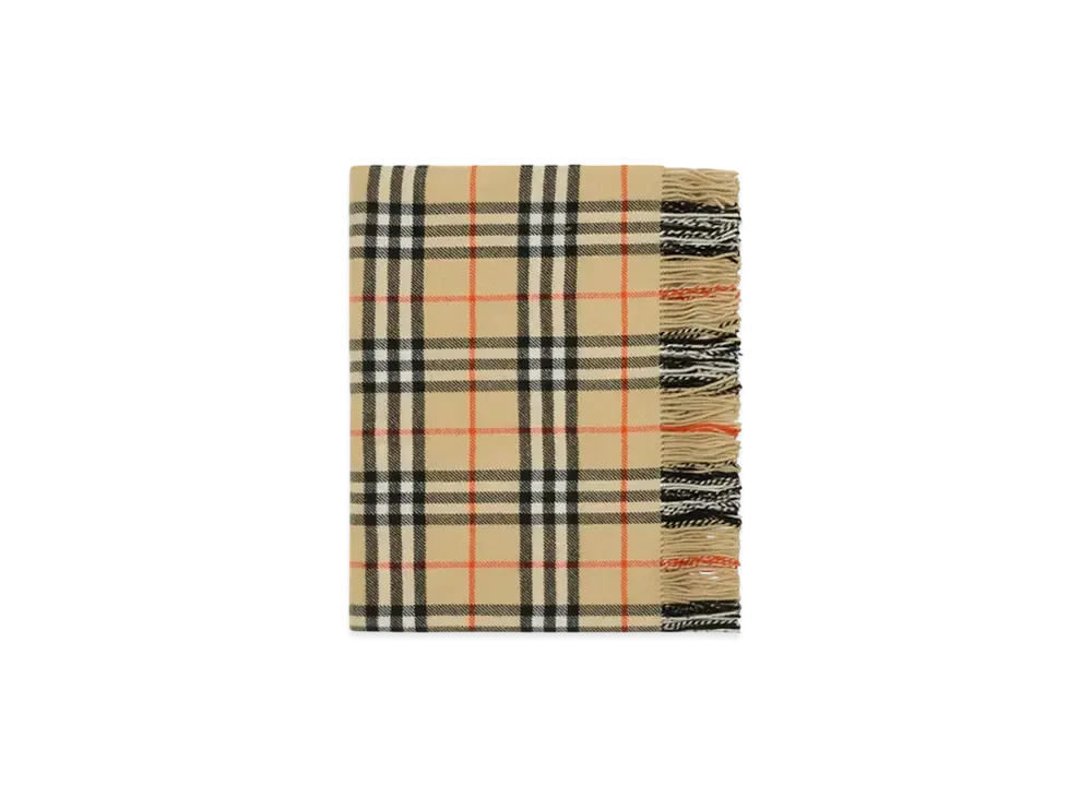 Burberry Check Wool Cashmere Blanket "Sand"