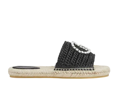 GUCCI Women's Espadrille with Crystal Interlocking G "Black"