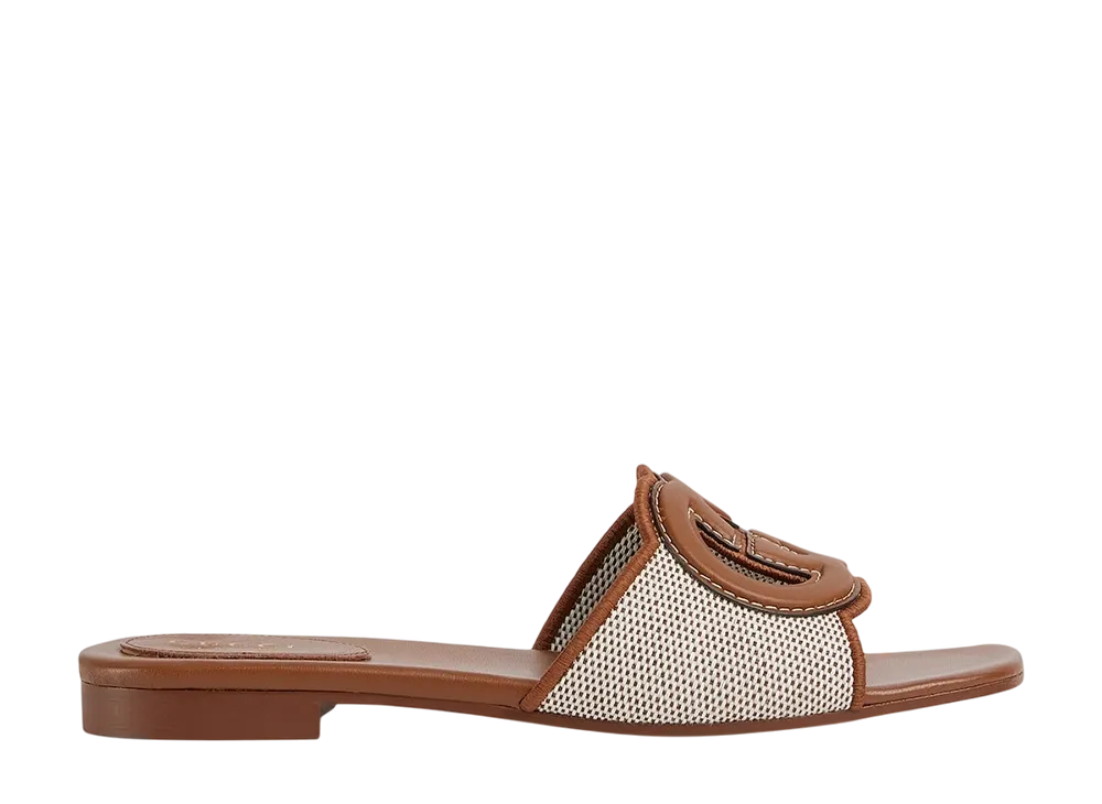 グッチ ウィメンズ スライドサンダル インターロッキングG付き "ブラウン レザー"