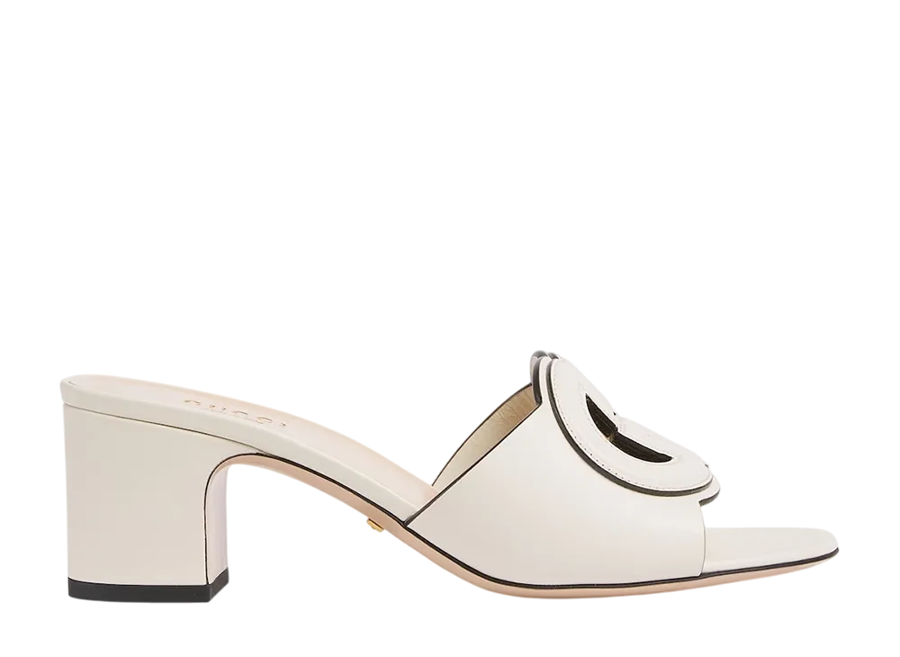 グッチ ウィメンズ スライドサンダル インターロッキングG付き "ホワイトレザー"