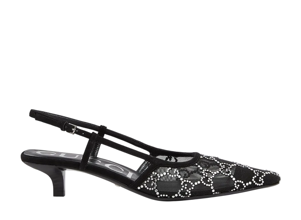 グッチ ウィメンズ GG クリスタル スリングバック パンプス "ブラック"