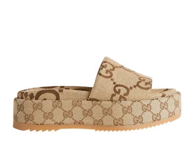 GUCCI Women's Platform Slide Sandal "Camel/Ebony"