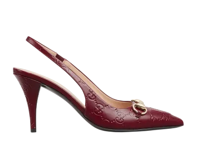 GUCCI Women's Slingback Pump with Horsebit "Rosso Ancora"