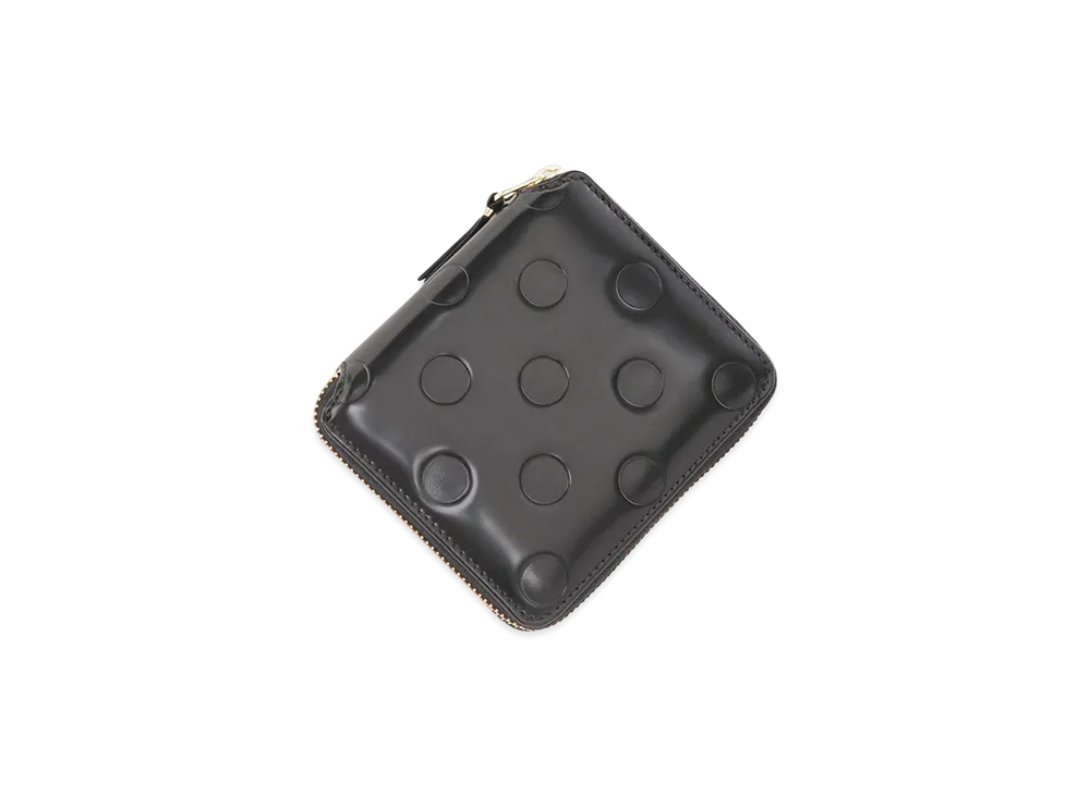 コムデギャルソン ウォレット 2つ折り財布 小銭入れ付き ポルカドット エンボス "ブラック"