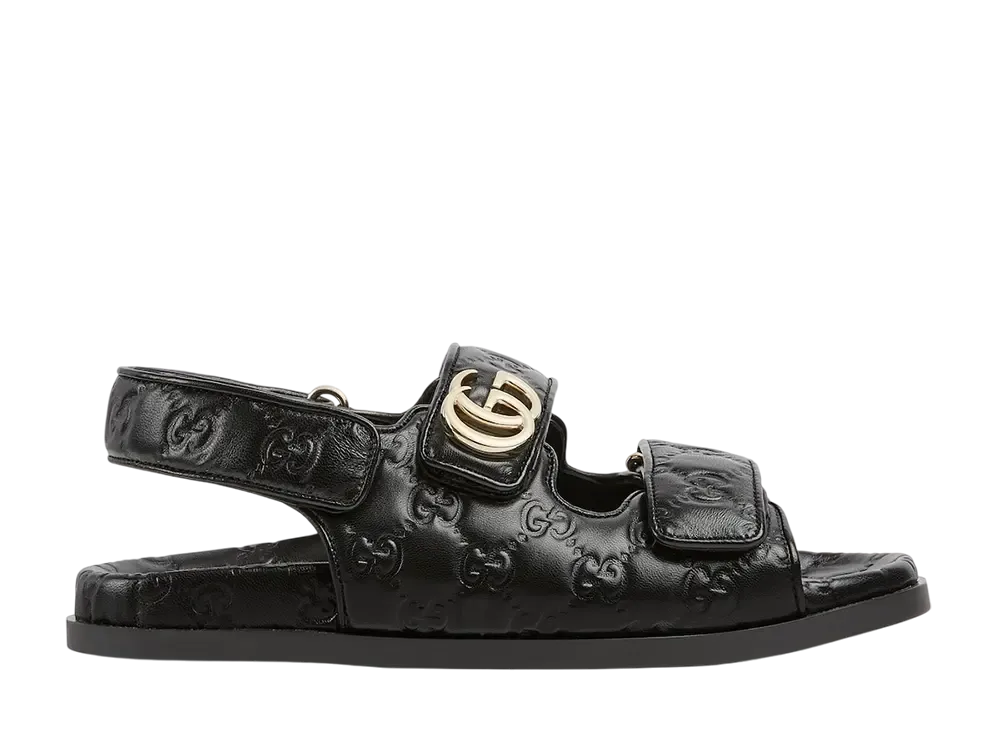 グッチ ウィメンズ ダブルG サンダル "ブラックレザー"