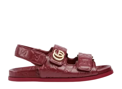 GUCCI Women's Double G Sandal "Rosso Ancora Leather"