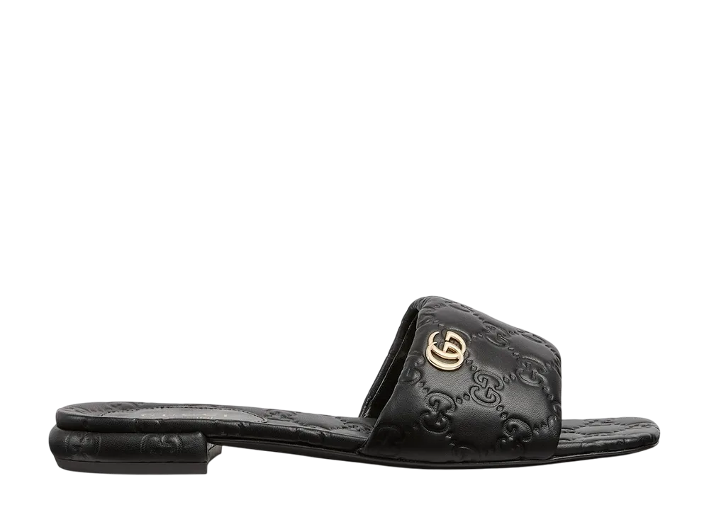 GUCCI ブラック スライドサンダル バックル付き メンズ スライドサンダルブラック GGスプリーム