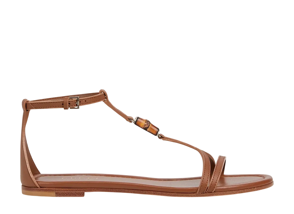 グッチ ウィメンズ サンダル バンブー ディテール付き "ライトブラウンレザー"