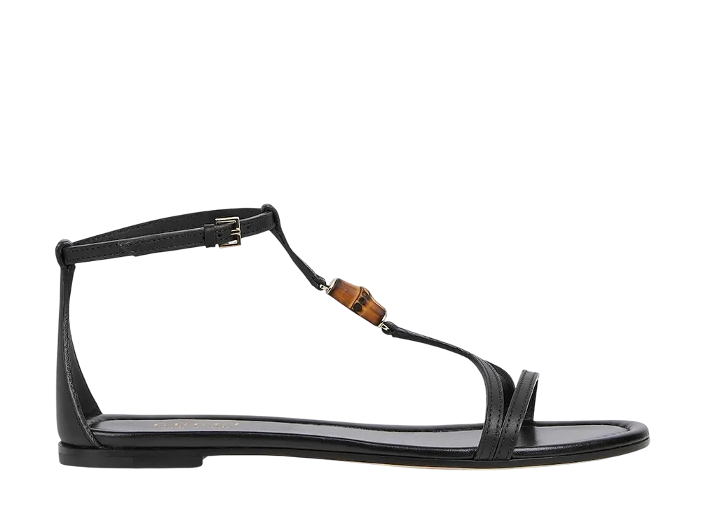 グッチ ウィメンズ サンダル バンブー ディテール付き "ブラックレザー"