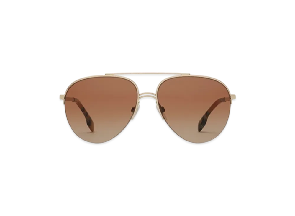 Burberry Check Detail Aviator Sunglasses "Light Brown"