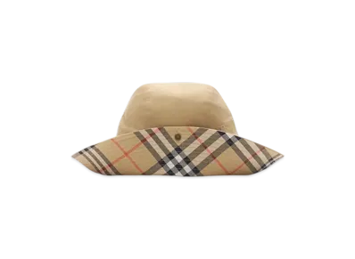 Burberry Check Brim Gabardine Hat "Flax"