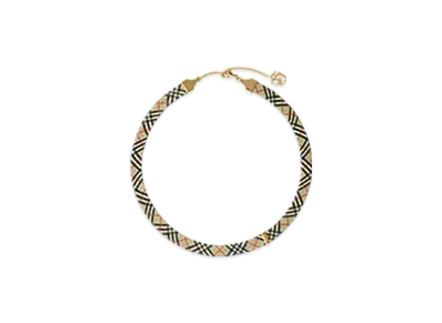Burberry Check Print Necklace "Gold/Sand"
