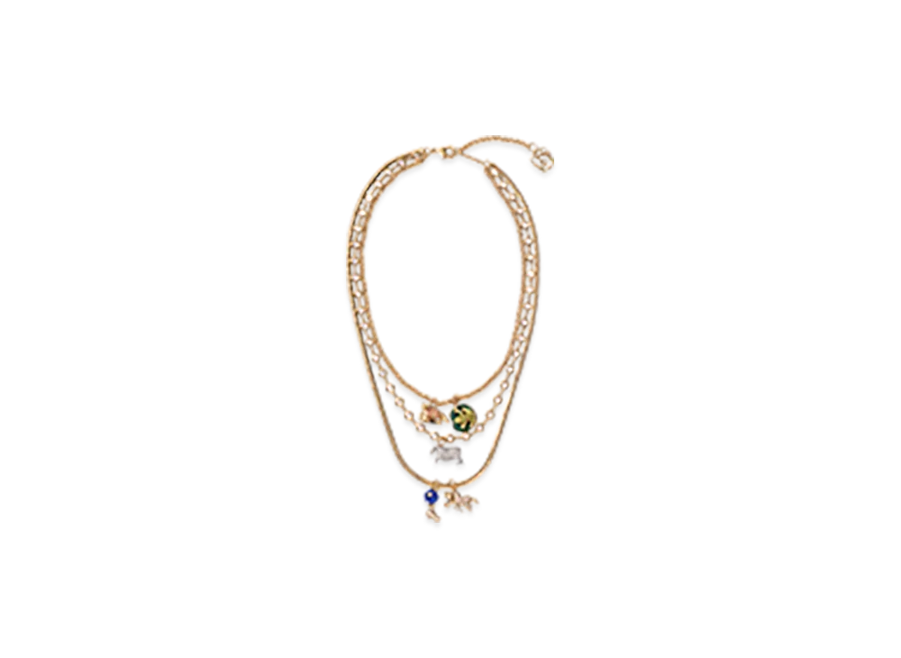 Burberry Charm Triple Layer Necklace "Gold/Multicolour"