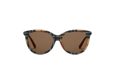 Burberry Tubular Check Round Sunglasses "Light Sand"