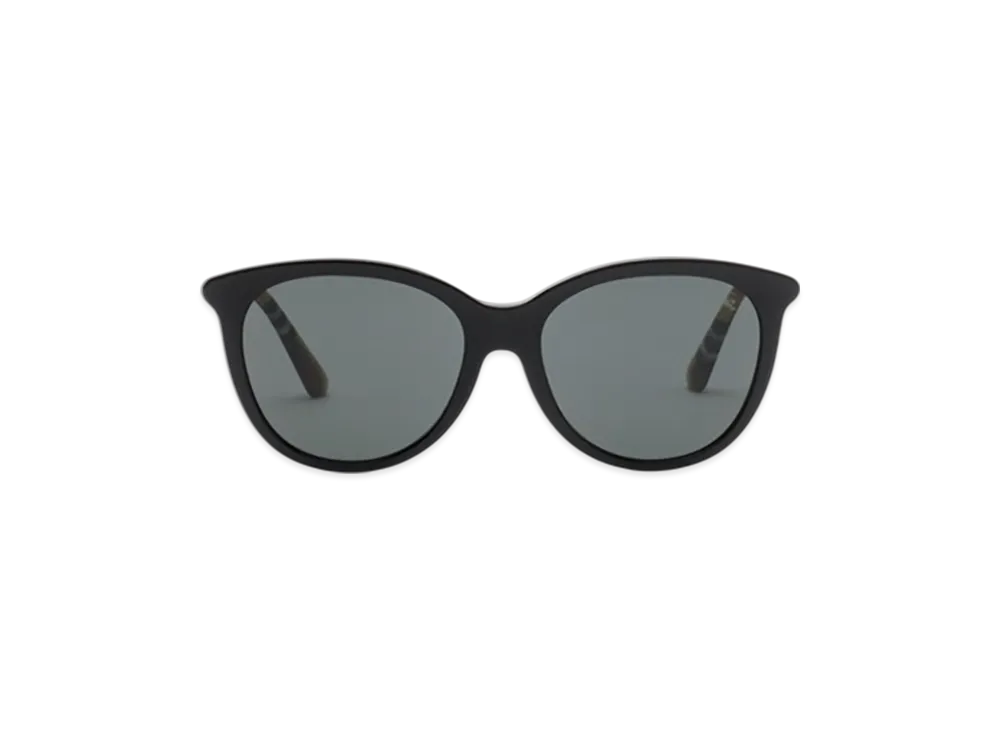 Burberry Tubular Check Round Sunglasses "Black"