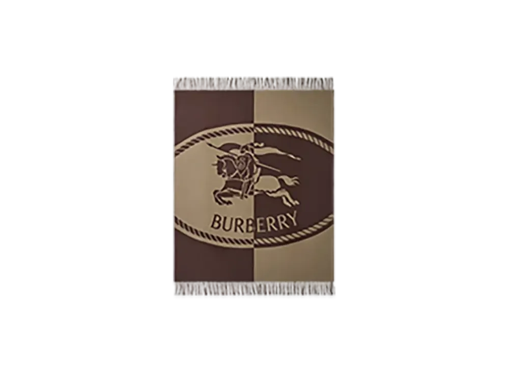Burberry Night Stamp Wool Blanket "Vole Brown"