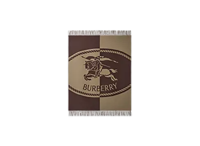 Burberry Night Stamp Wool Blanket "Vole Brown"