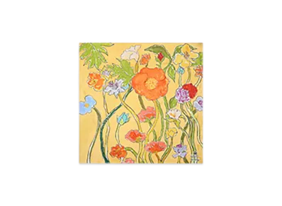 Burberry Highgrove Cascade Flower Silk Scarf "Yellow"