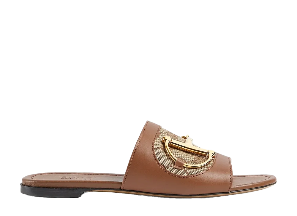 グッチ ウィメンズ スライドサンダル ホースビット付き "ライトブラウンレザー"