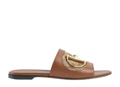 GUCCI Women's Slide Sandal with Horsebit "Light Brown Leather"