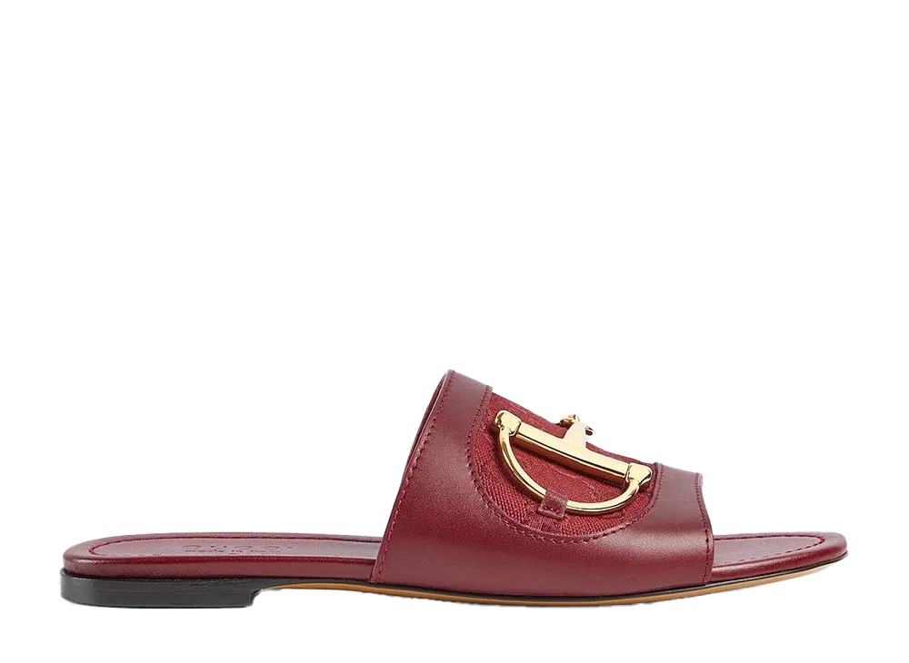 グッチ ウィメンズ スライドサンダル ホースビット付き "ロッソアンコーラレザー"