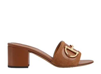 GUCCI Women's Slide Sandal with Horsebit "Light Brown Suede"