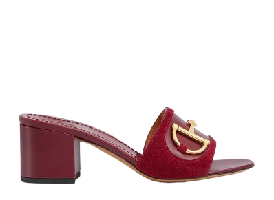 GUCCI Women's Slide Sandal with Horsebit "Rosso Ancora Suede"