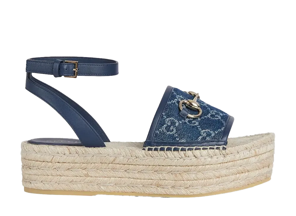 グッチ ウィメンズ フラットフォーム エスパドリーユ ホースビット付き "ダークブルー"