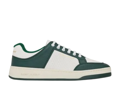 Saint Laurent SL/61 Low Top Sneaker Perforated Leather "White/Dark Green"