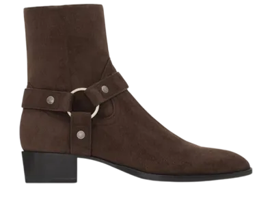 Saint Laurent Wyatt Harness Boots Suede "Dark Chocolate"