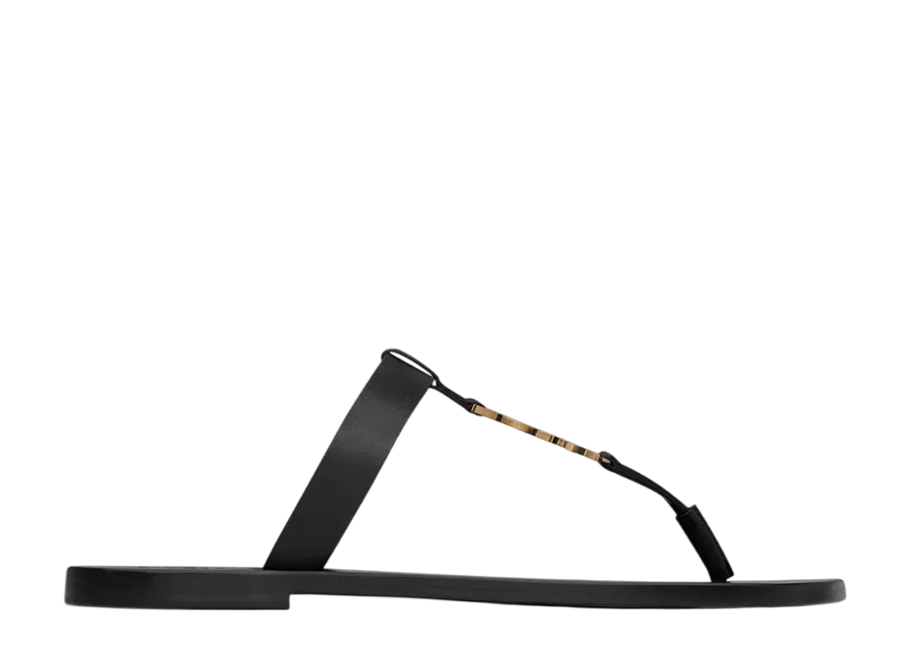 サンローラン カサンドラ スライド スムースレザー "ブラック"