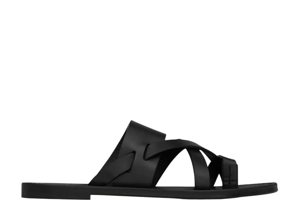 サンローラン カルヴァー スライド スムースレザー "ブラック"