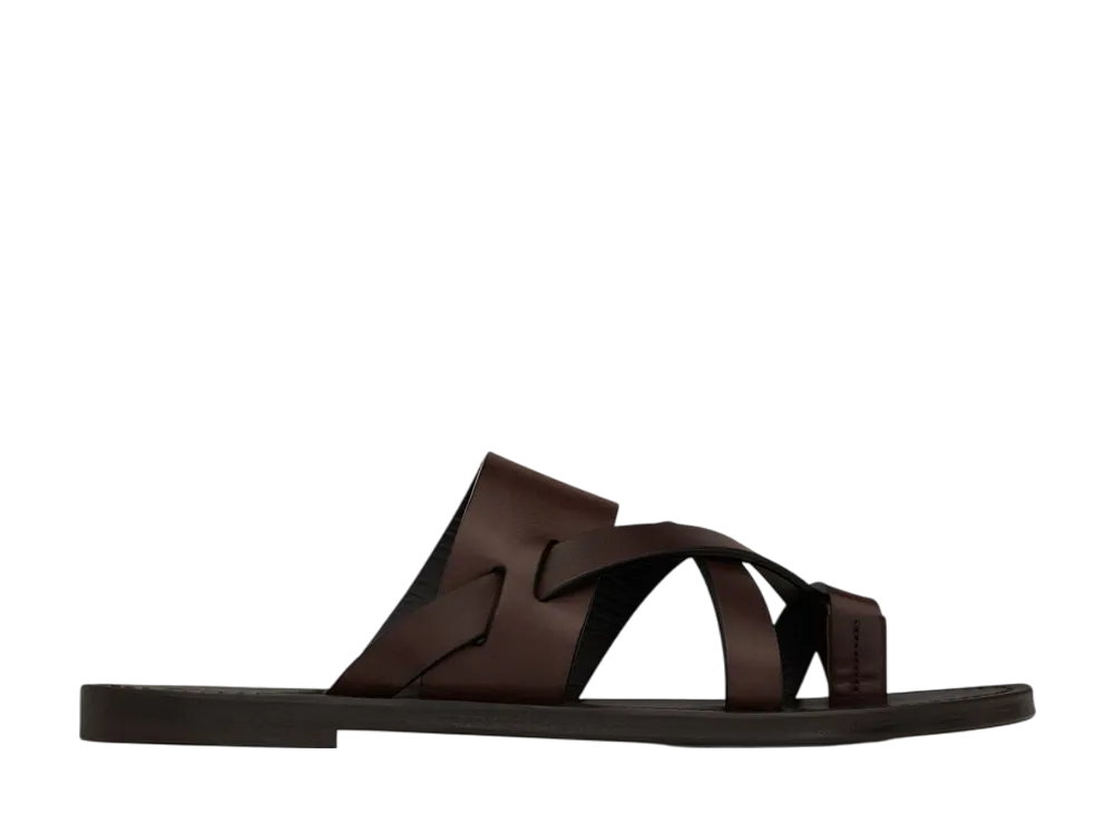 サンローラン カルヴァー スライド スムースレザー "ダークチョコレート"