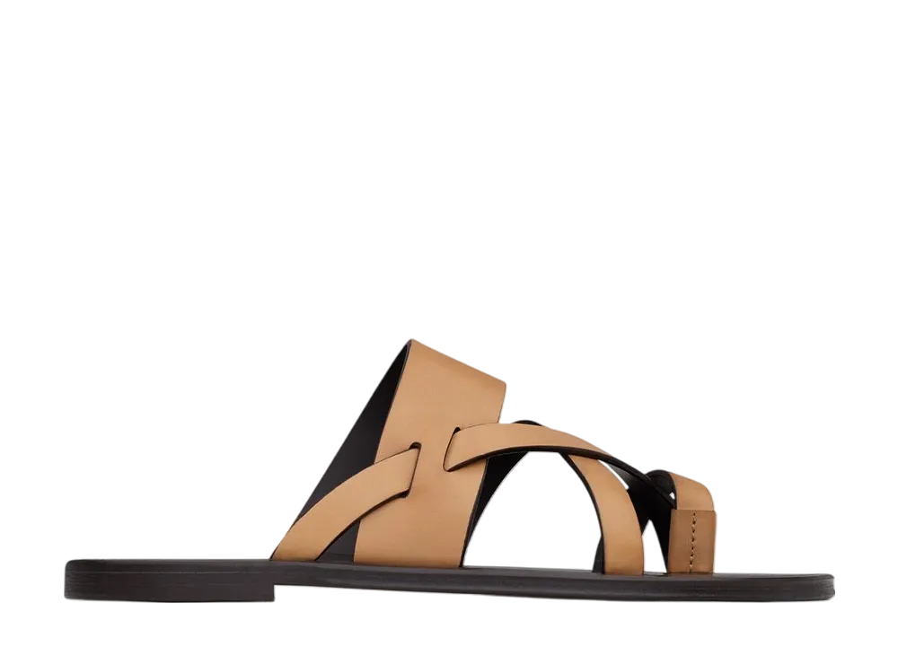 サンローラン カルヴァー スライド スムースレザー "ゴールドブラウン"