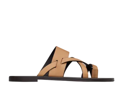 サンローラン カルヴァー スライド スムースレザー "ゴールドブラウン"
