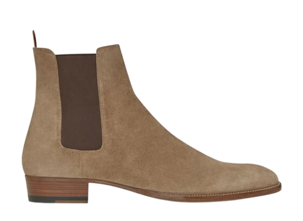 サンローラン ワイアット チェルシーブーツ スウェード "タバコ"