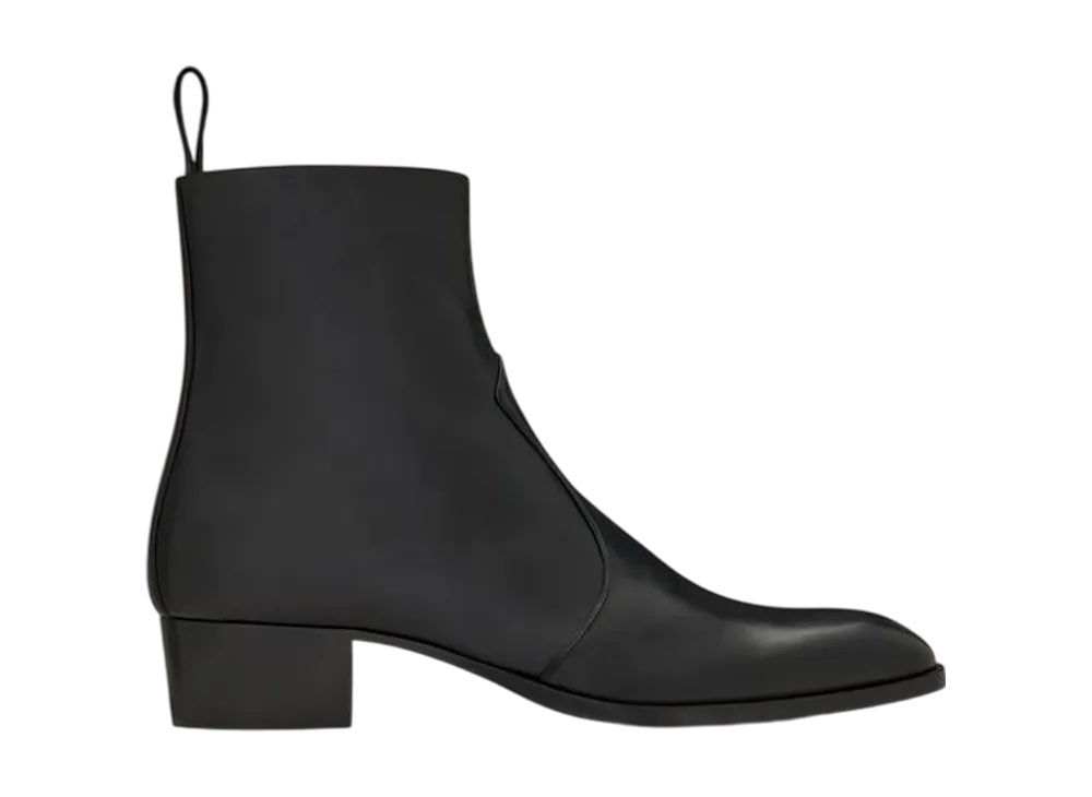 サンローラン ジップブーツ ワイアット スムースレザー "ブラック"