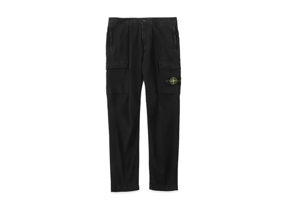 Stone Island Cargo Pants Size 31 3100304 Stretch Organic Broken Twill Cotton 'Old' Effect "Black"