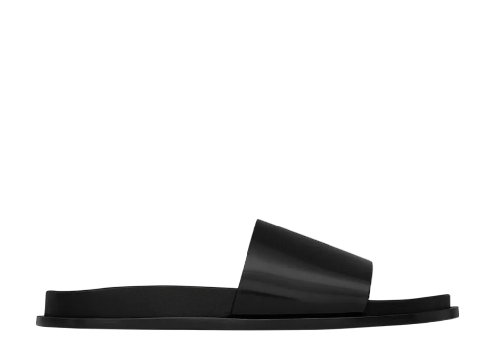サンローラン ニコルス スライド グレーズドレザー "ブラック"