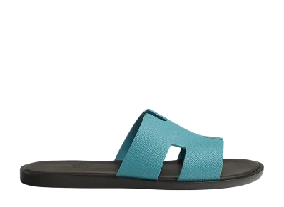 Hermes Izmir Sandal "Bleu Mineral/Marron Ebene"