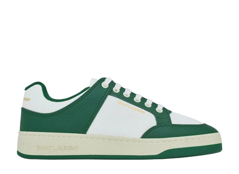 サンローラン ウィメンズ SL/61 ロートップ スニーカー パンチングレザー "ホワイト/ダークグリーン"