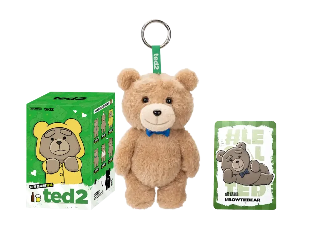 POP MART Ted2 Teddy Bear Action Plush Pendant Series Bow Tie Bear