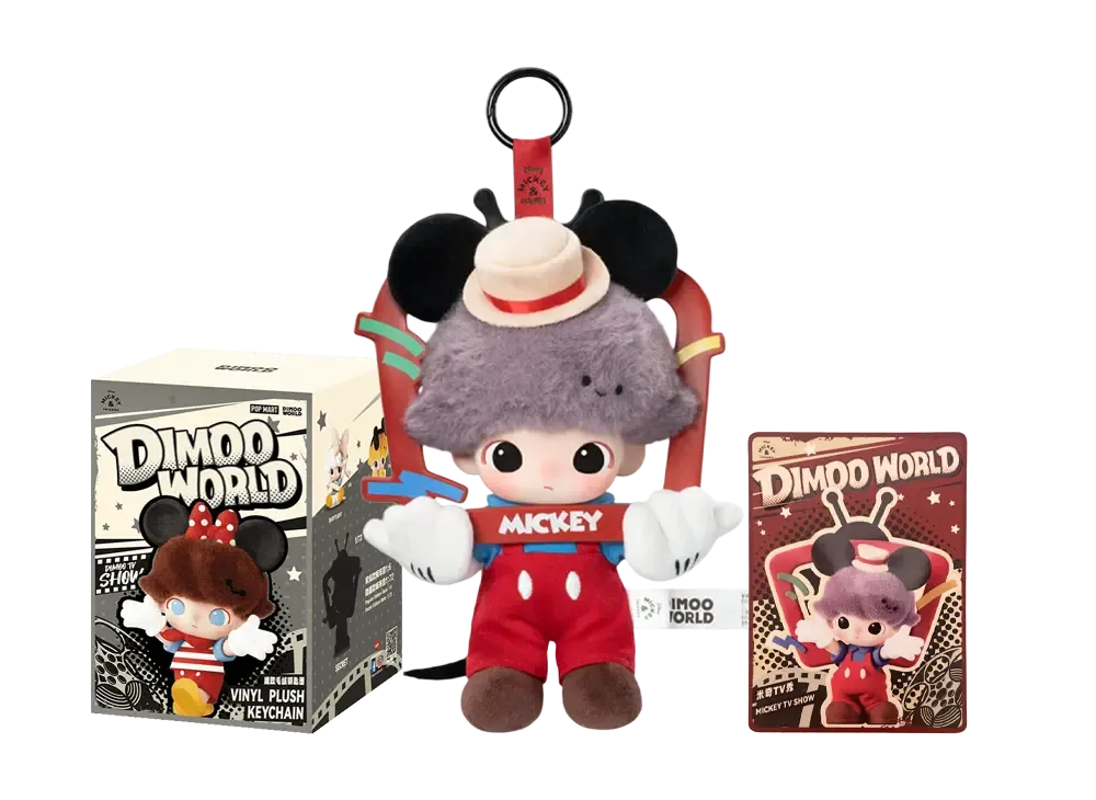 POP MART DIMOO WORLD x DISNEY Series Plush Keychain Mickey TV Show (Secret)