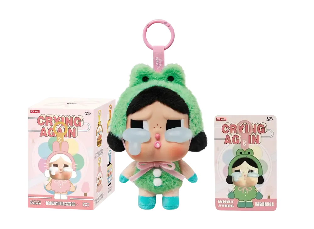 POP MART CRYBABY Crying Again Series Face Plush WHAT A FROG